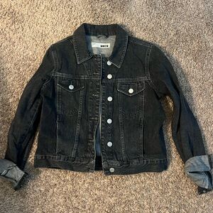 Topshop black denim Moto jacket size 4